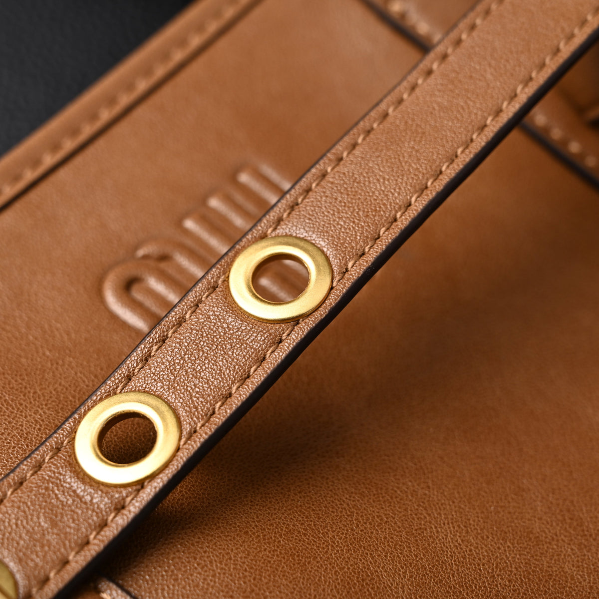 Miu Miu Leather Tote Bag – Elegant Caramel Brown